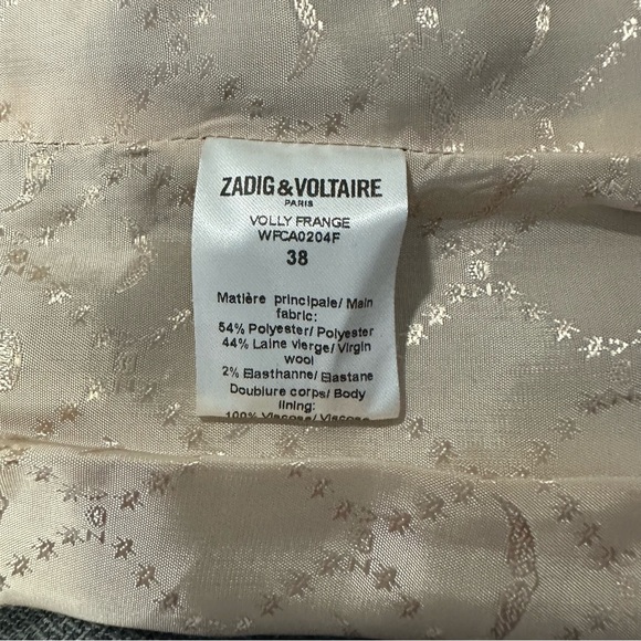 Zadig & Voltaire Women’s Volly Frange Open Front Blazer Jacket In Gris Size 38,M - Picture 12 of 13